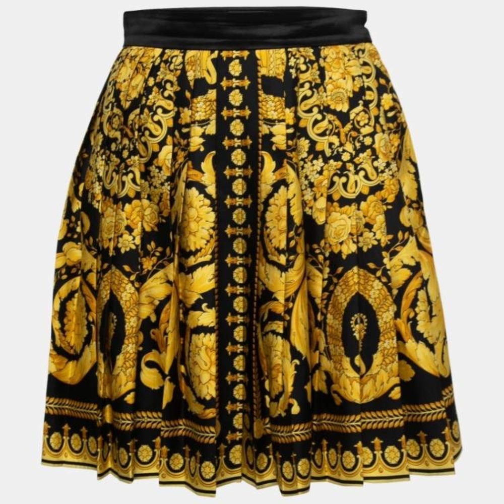 Versace Baroque tribute SS92 pleated silk mini skirt size IT 44